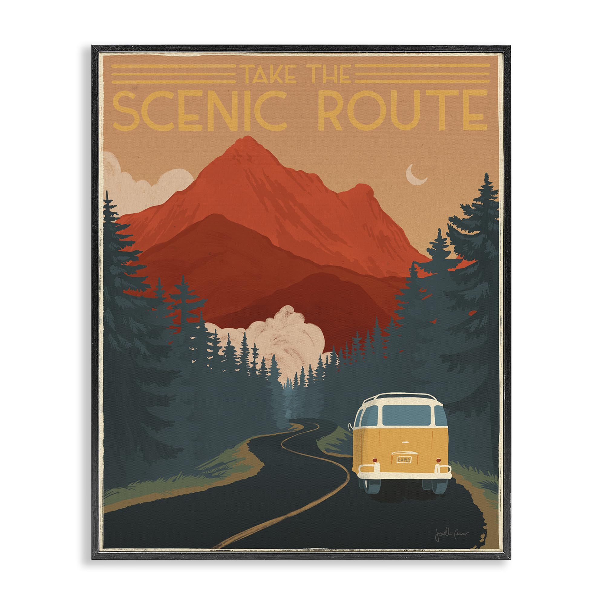 Amazon.com: Stupell Industries Take The Scenic Route Phrase Retro